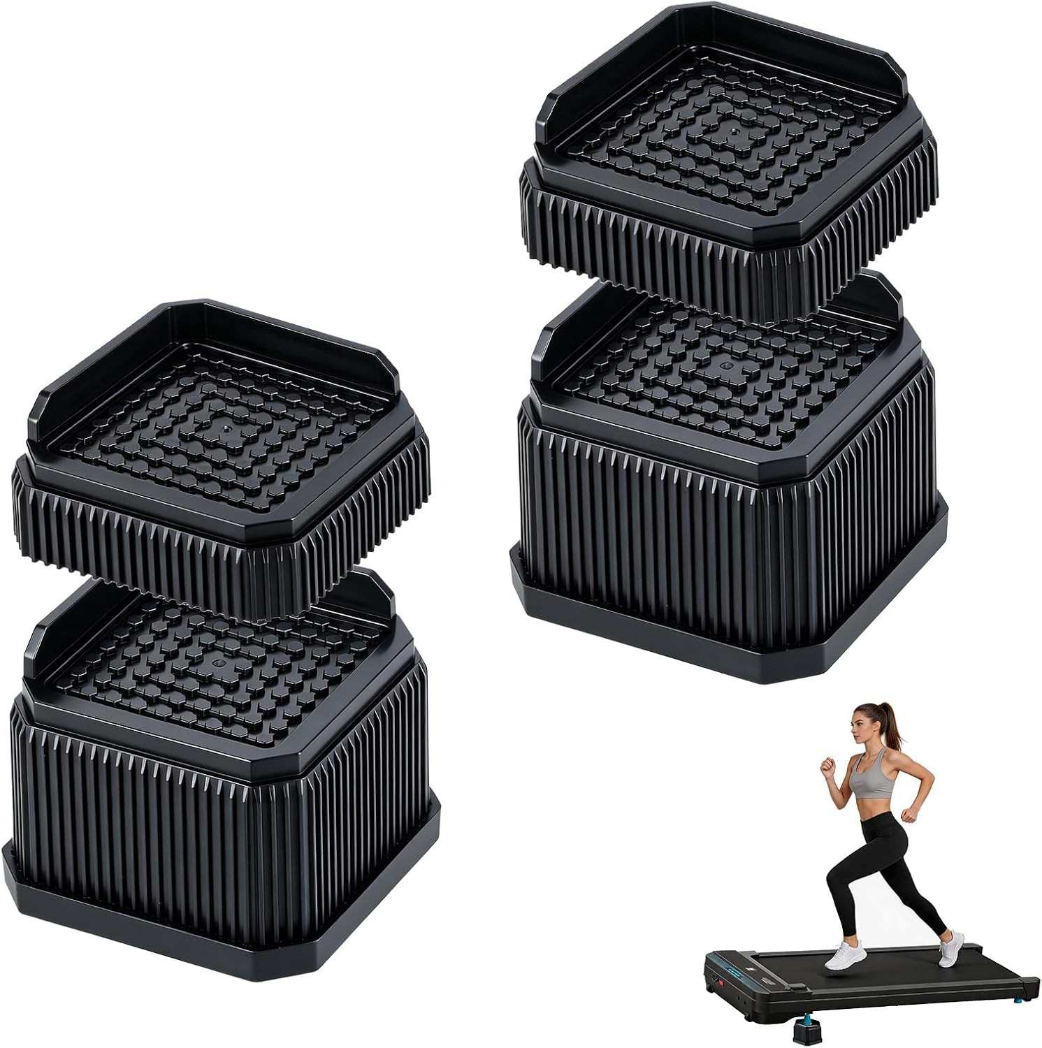 4 Pack Incline Risers for Walking Pad, Stackable Treadmill Incline Riser Blocks,