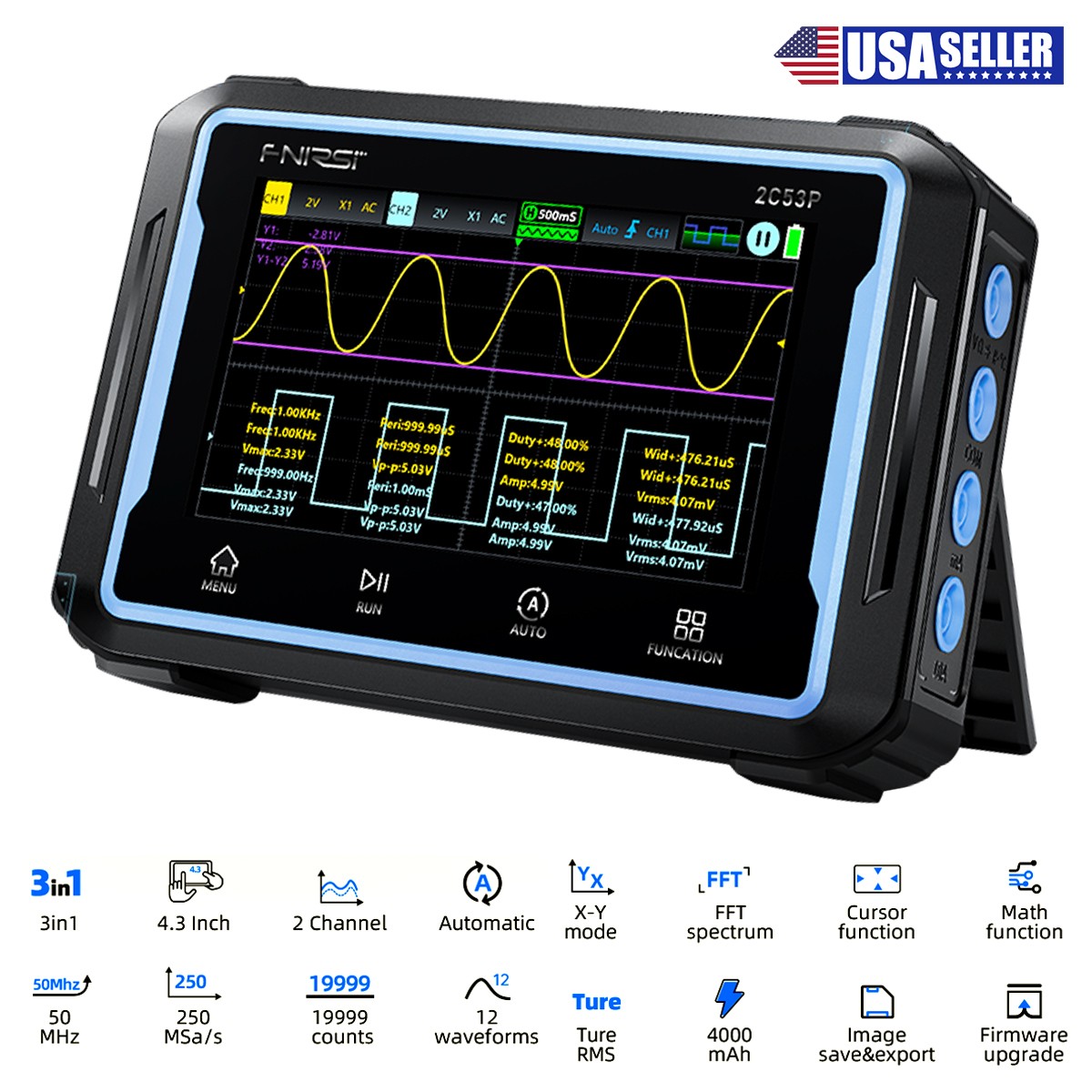 FNIRSI-2C53P LCD 2 Channel Signal Generator Digital Storage Oscilloscope 3-in-1~