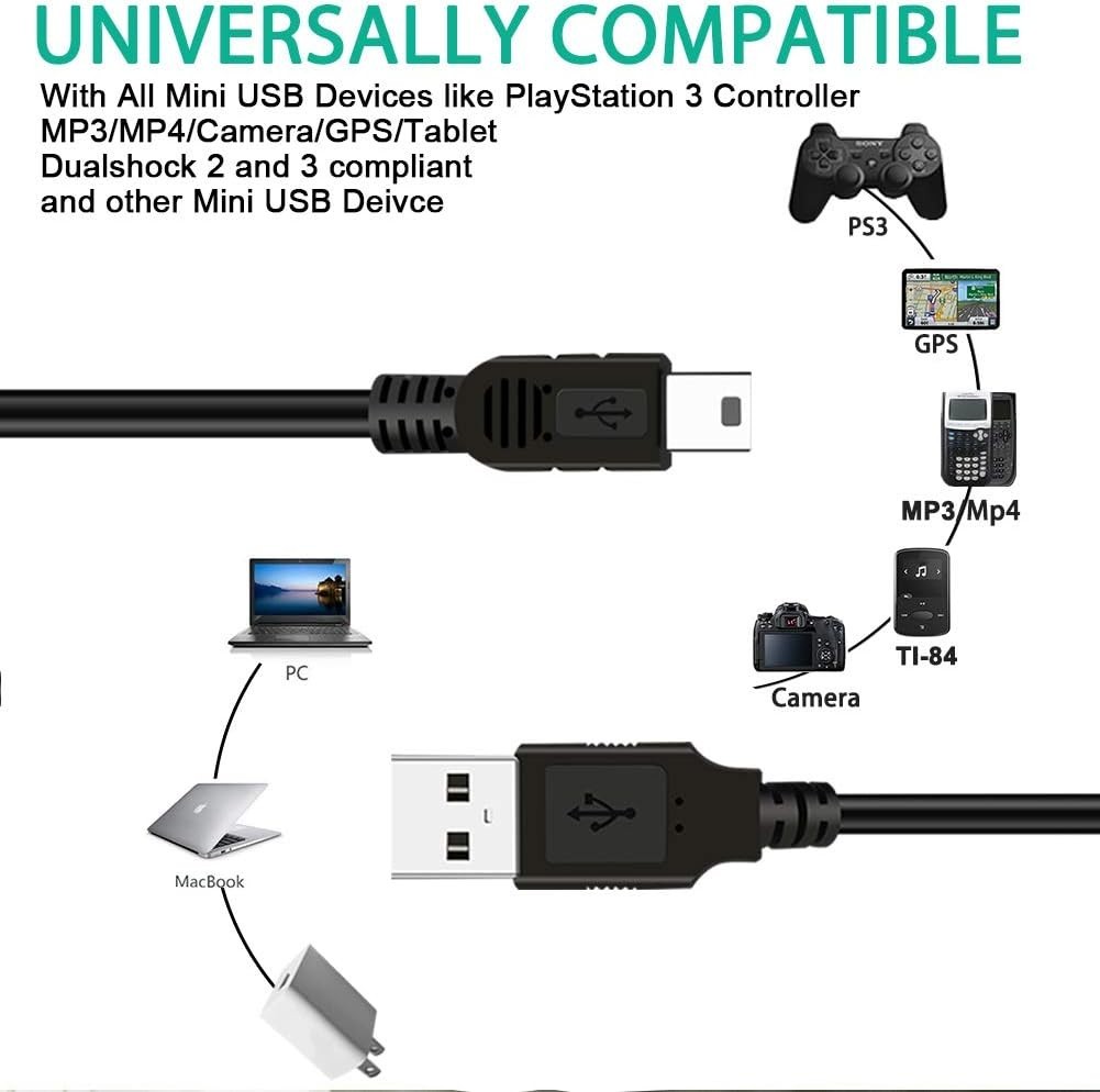 10 FT NEW Wireless Controller USB Charging Cord Cable for Sony PlayStation 3 PS3