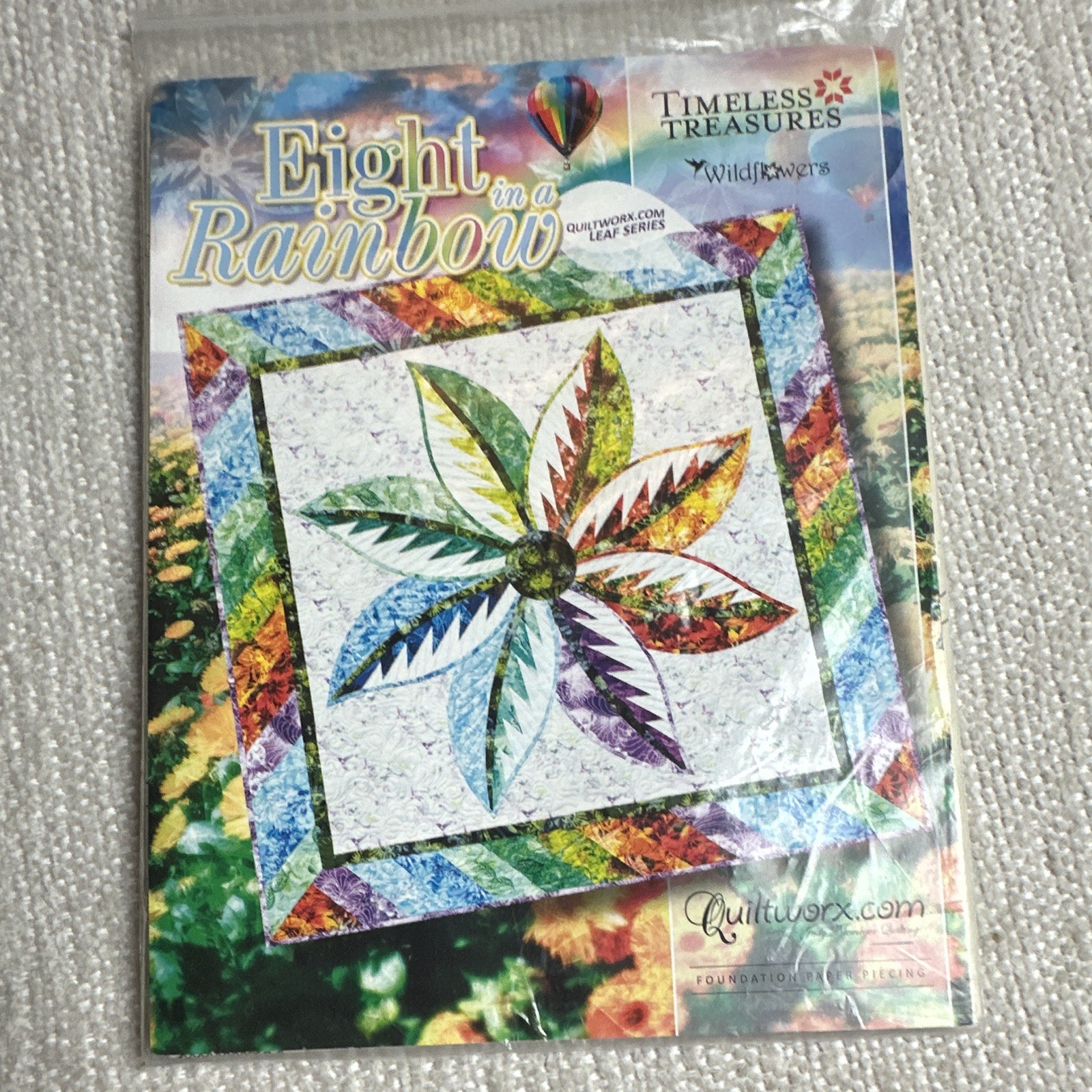 Quiltworx Eight in a Rainbow Leaf Series Pieced Quilt Pattern 50"x50"