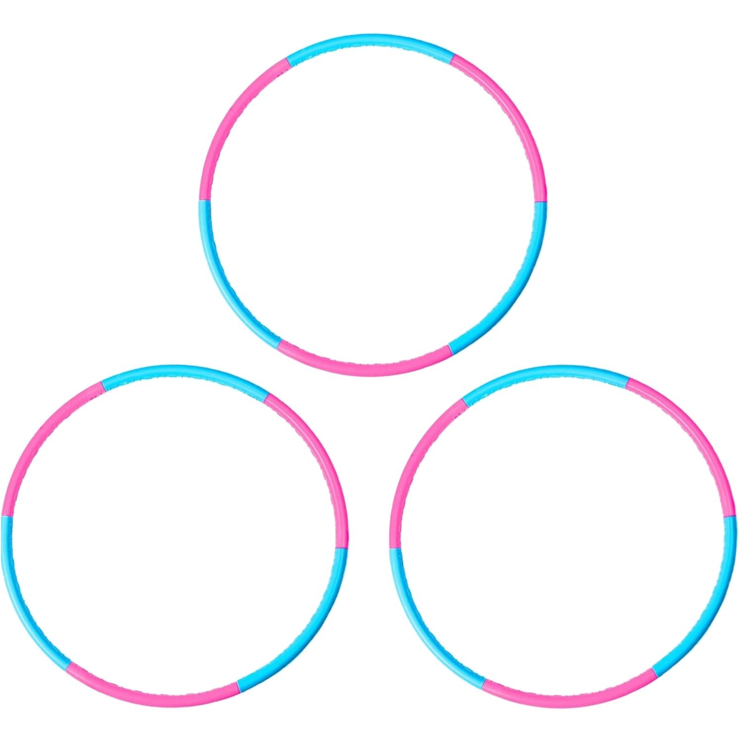 Detachable Kids Exercise Hoop - Adjustable Hula Ring in Blue & Pink, 18-Piece