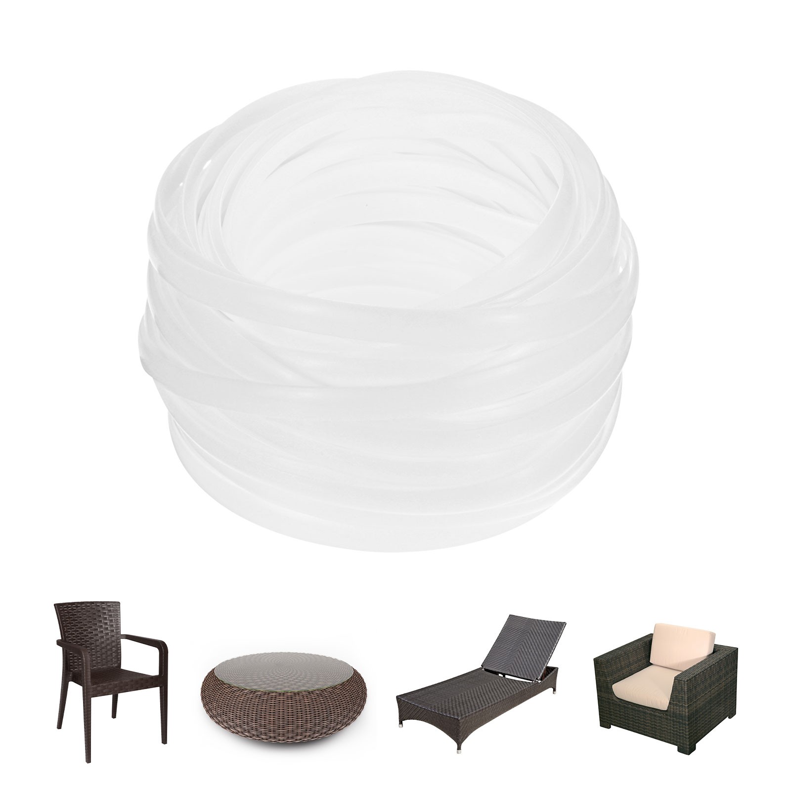 1-Pack Wicker Repair Kit, 8mm x 66ft/20m Plastic Flat Rattan [White]