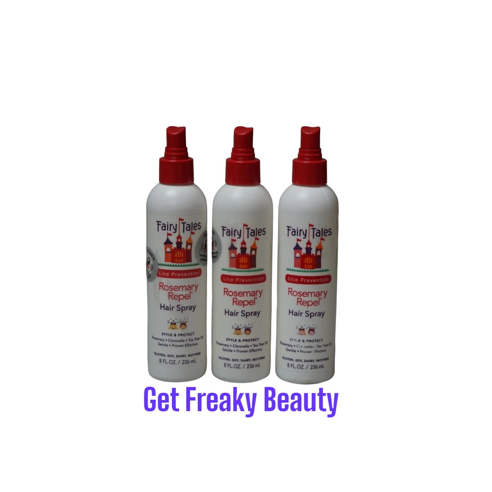 3 PACK. 8 oz. Fairy Tales Rosemary Repel Lice Prevention Hair Spray. 236ml. NEW.