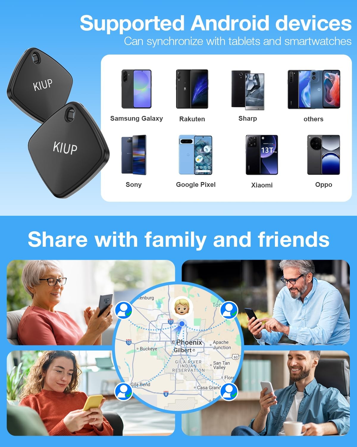 Tags for Android,Tags-4 Pack Android,2 Year Battery Life,Tracker Tags with 4 ...