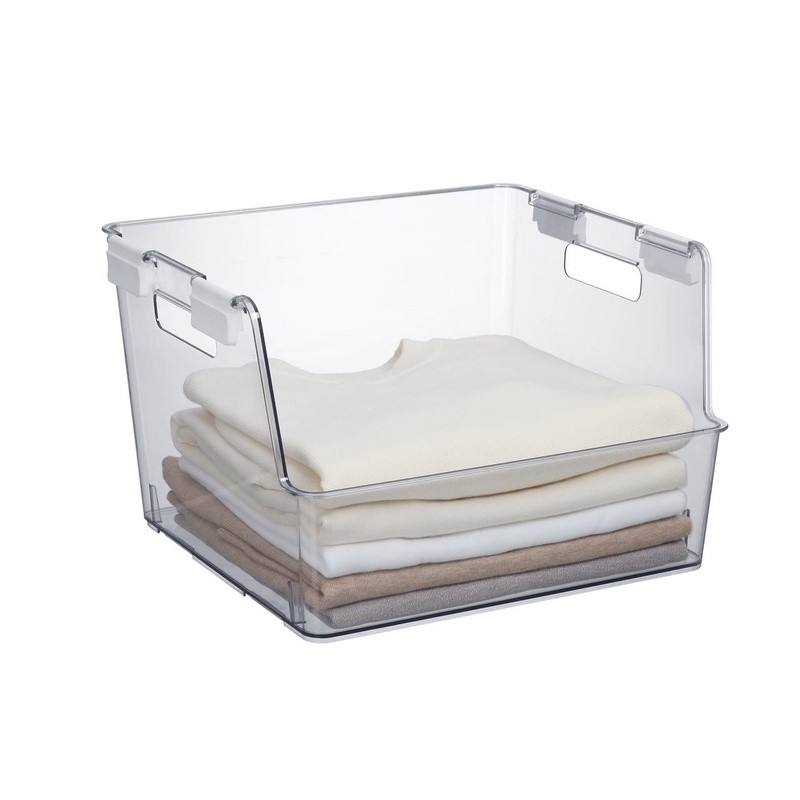 Large Stackable Clear Plastic Closet Organizer Bin W/ Latches Adult Storage New