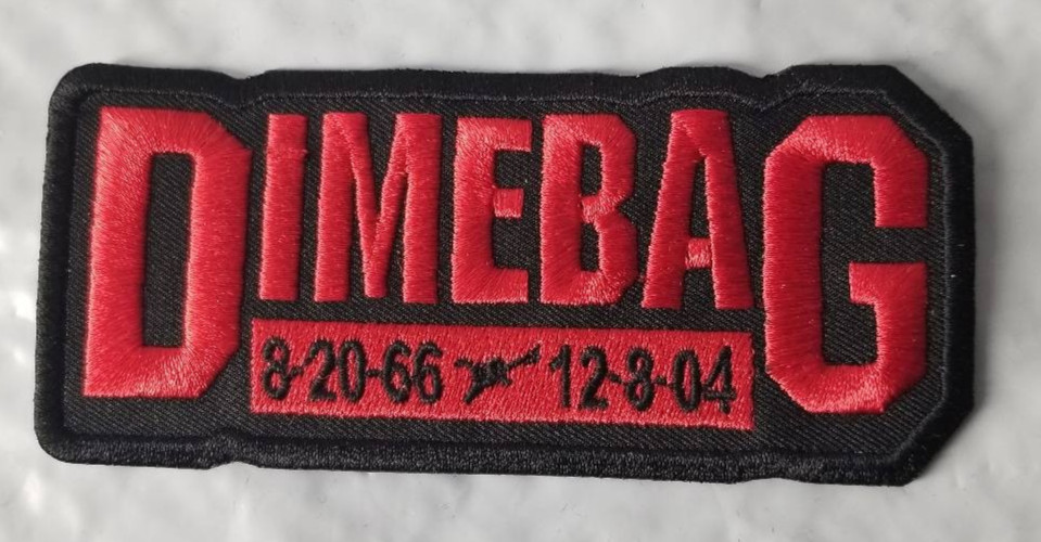DIMEBAG DARRELL 08-20-66 red  12-08-84 Embroidered Patch approx 2x4.25"