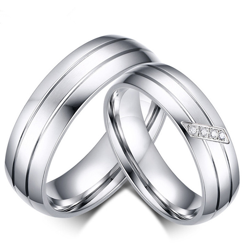 Size 6-13 Titanium Steel CZ Party Band 6mm Wedding Jewelry Couple Rings Jewelry