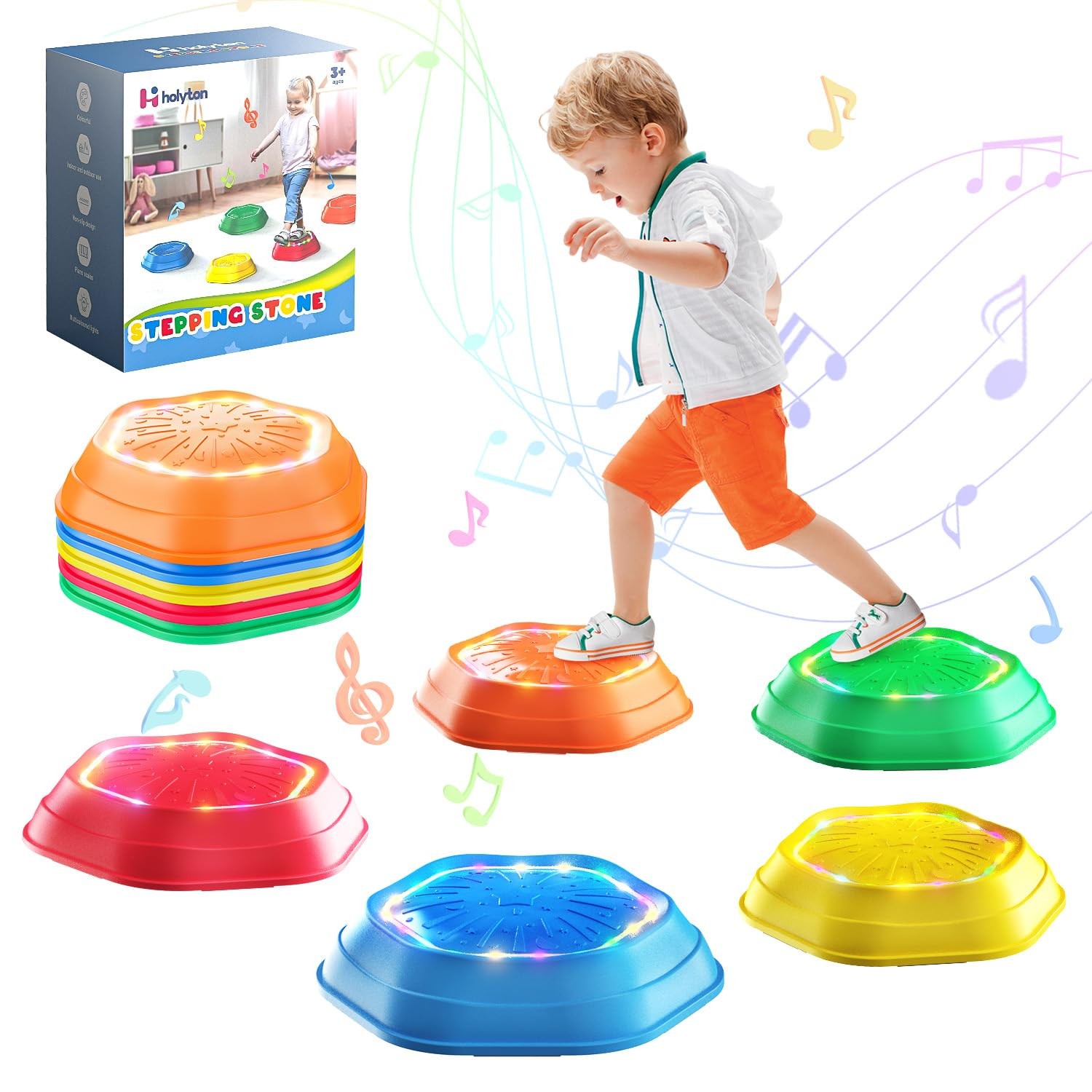 Light-Up Musical Stepping Stones for , 5 Pack
