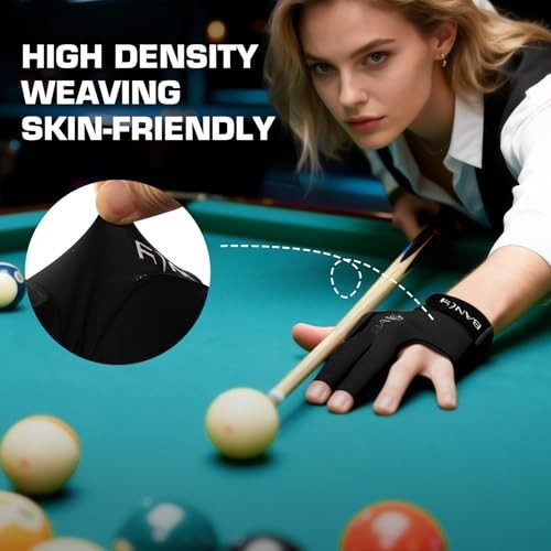 Left Hand Billiard Pool Gloves 3 Finger Snooker Cue Sporty Half Finger Glove