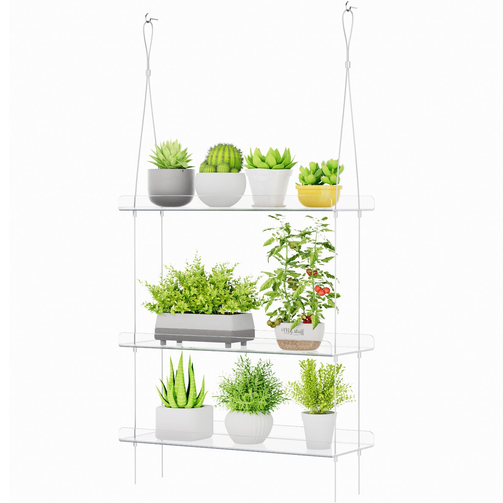Lifewit 3-Tier Window Plant Shelves 15", Acrylic 3-Tier, Transparent