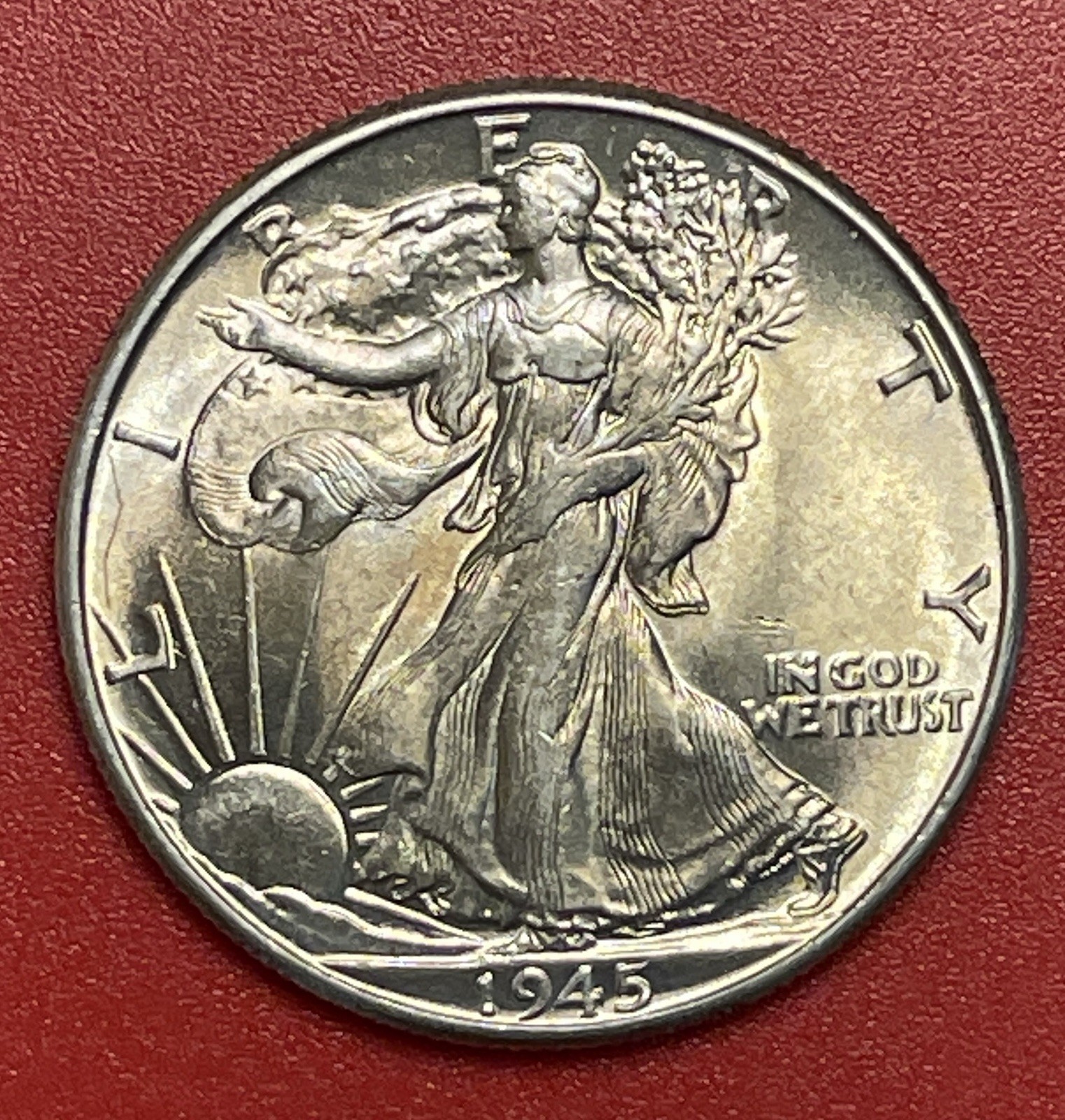 1945 P Walking Liberty Silver Half Dollar, Gem Uncirculated.