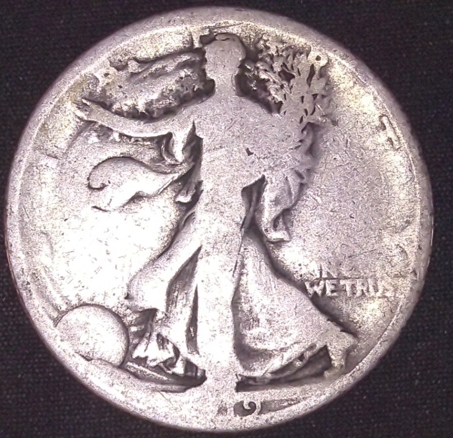1919 WALKING LIBERTY SILVER HALF DOLLAR 50C , SEMI HARD DATE
