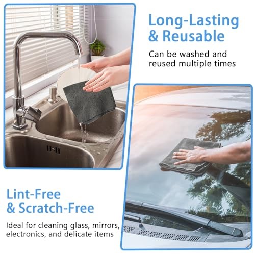 75 Pack Microfiber Cleaning Cloth Roll,Reusable Tear Away Microfiber Grey
