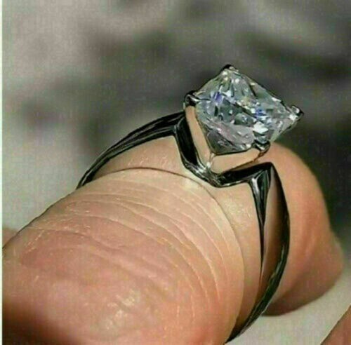 Lab-Created 3.30 Ct Princess Cut Diamond Engagement Ring 925 Sterling Silver