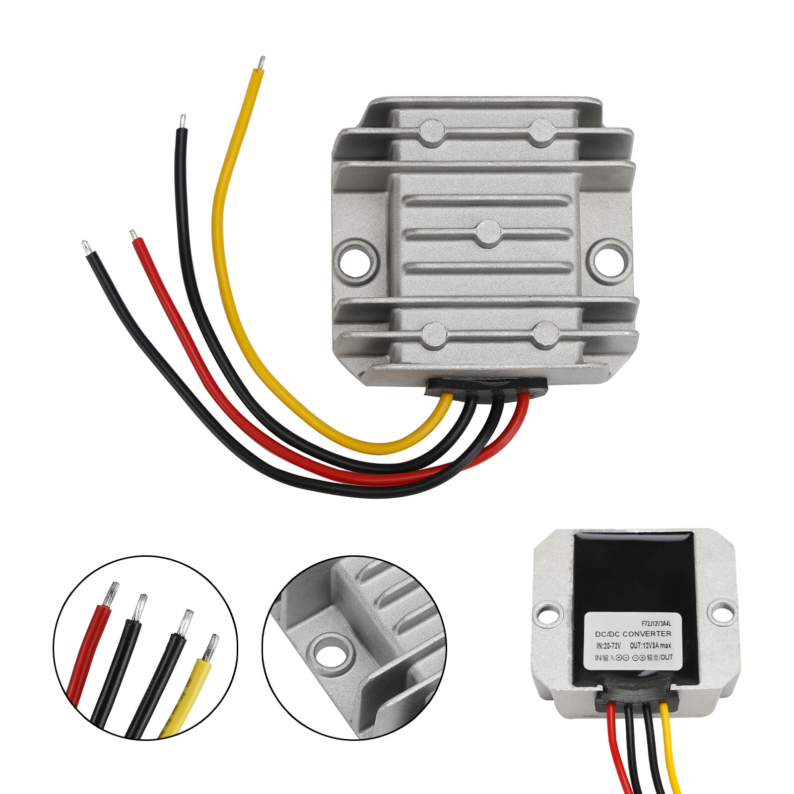 3-30A Waterproof DC/DC Converter Power Supply Regulator 20-72V Step Down To 12V