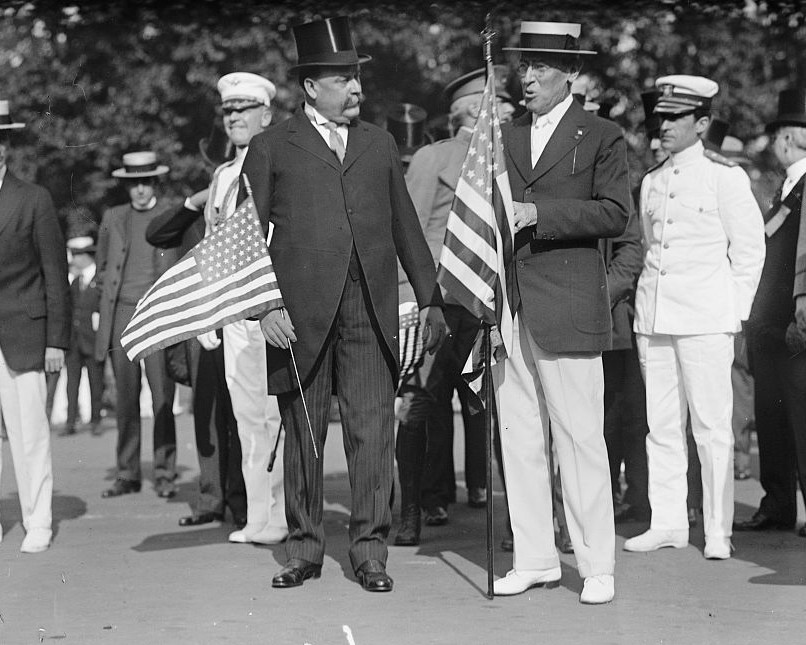 President Woodrow Wilson carries American flag in WWI Draft Parade Photo Print