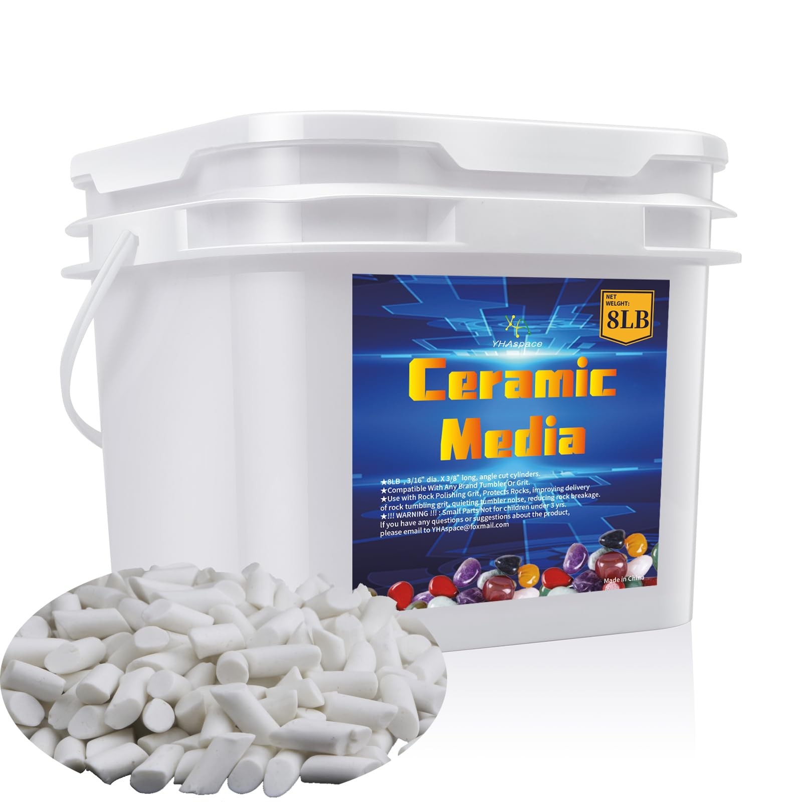 8 LBS 3/16" X 3/8" Rock Tumbling Ceramic Filler Media X