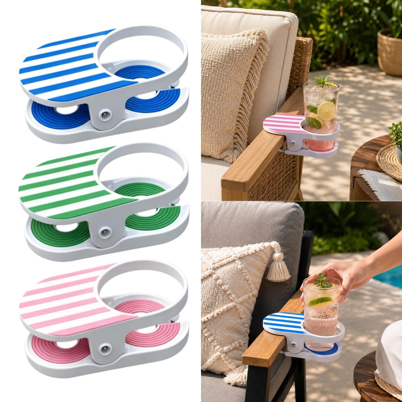 Desk Drink Holder Beach Chair Cup Holder with Clamp Drinking Cup Holder Clip