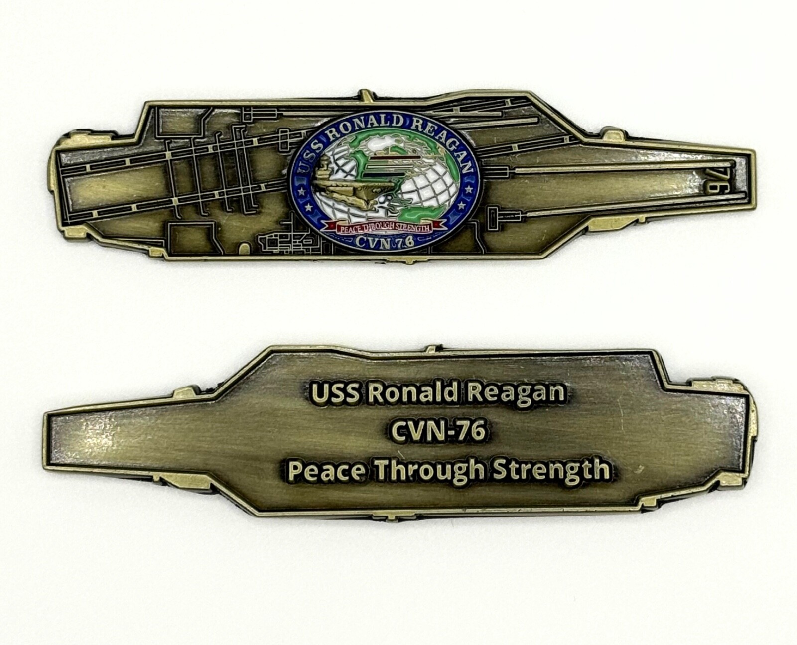 USS Ronald Reagan  (CVN-76)  - US Navy Carrier Shape - Challenge Coin