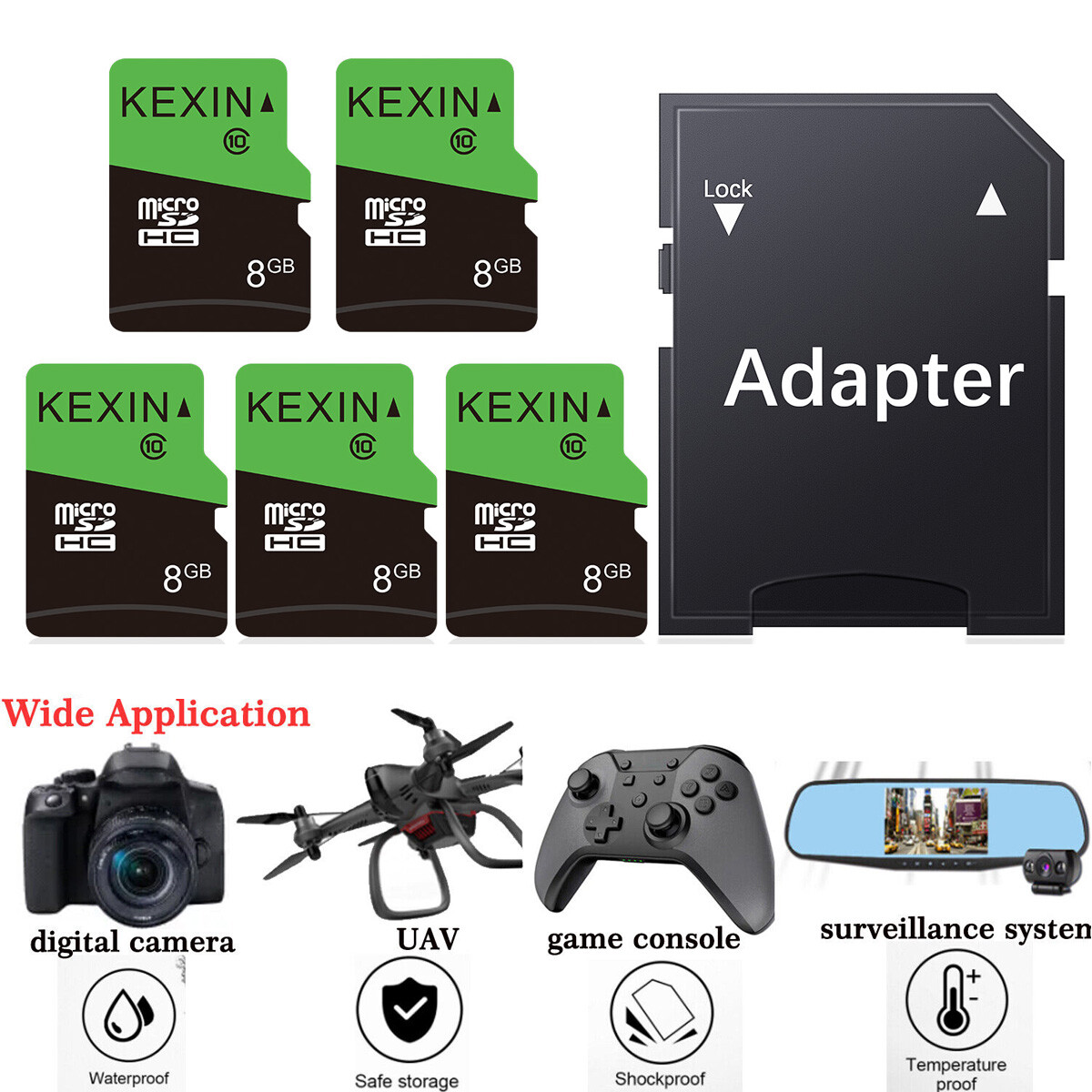 5/10Pack 8GB Micro SD TF Card SDHC Class 10 Flash Memory Card For Phone Camera