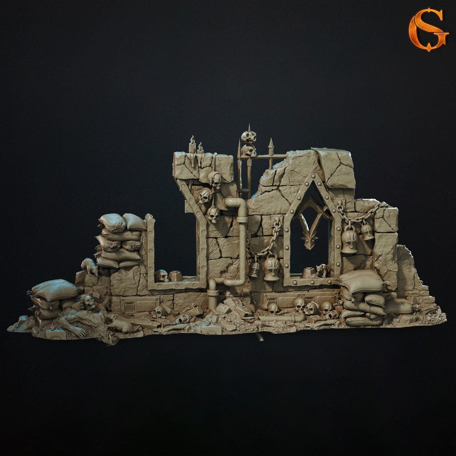 Tabletop Terrain - Wargaming Terrain - Grimdark WW1 Trench Wars - Ruins