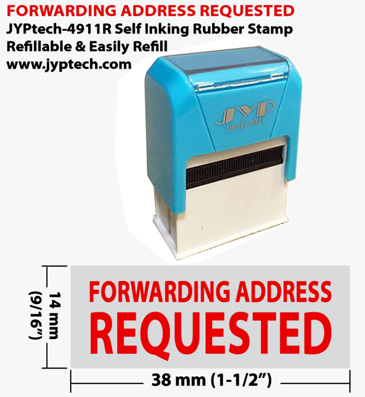Forwarding Address Requested 4911R Self Inking Rubber Stamp (Red Ink)