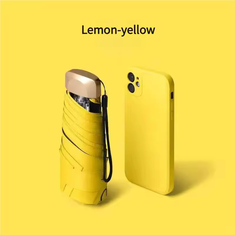 Mini Pocket Vinyl Umbrella UV Protection Folding Sun Rain Capsule