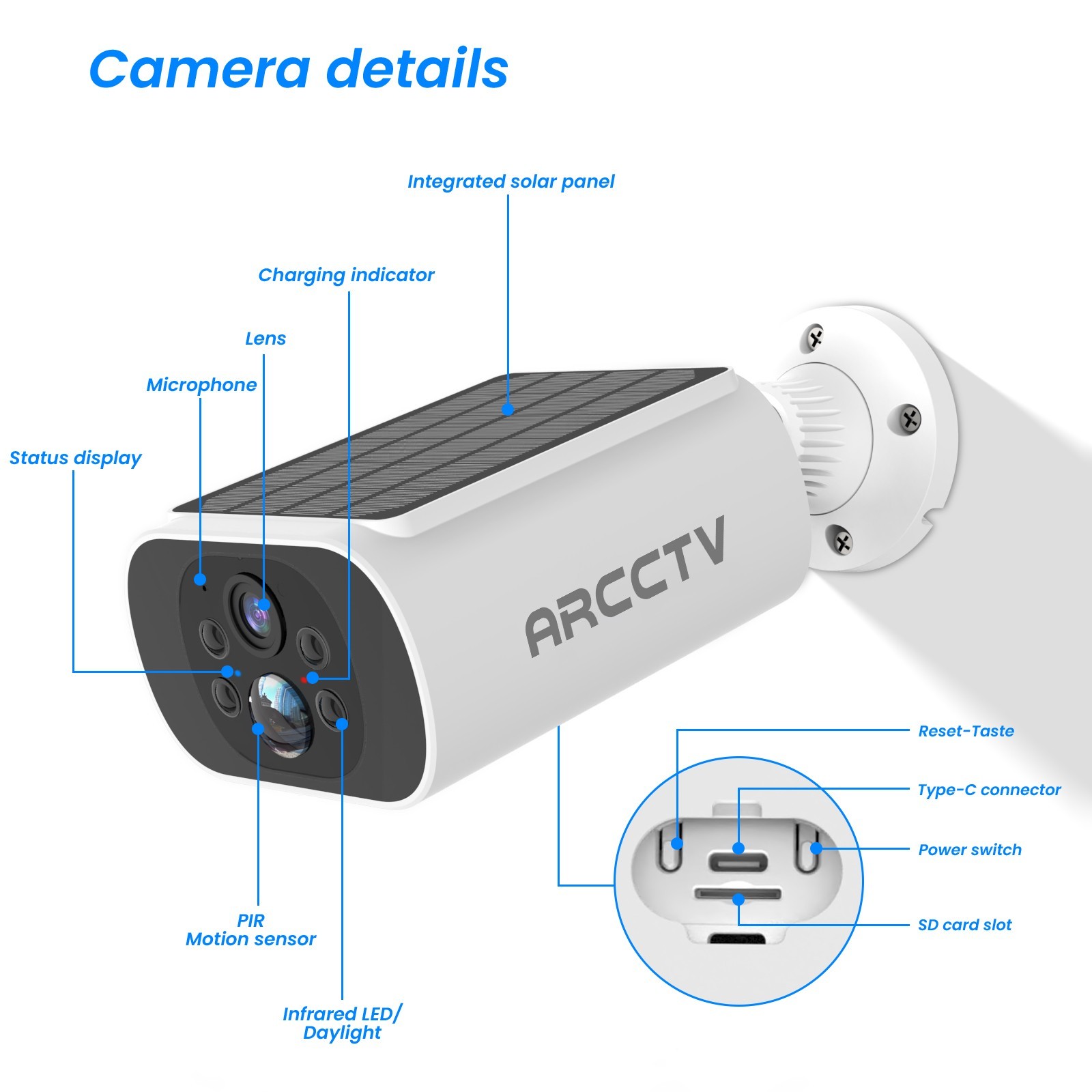 ARCCTV Solar Security Camera System Wireless Color Night Vision Human Detection