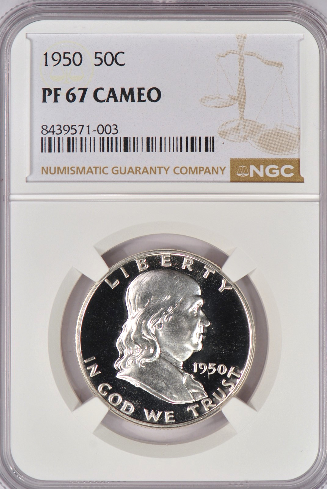 1950 Franklin Half Dollar Proof NGC PF 67 CAMEO PR 67 CAM Frosty Silver Coin 50C