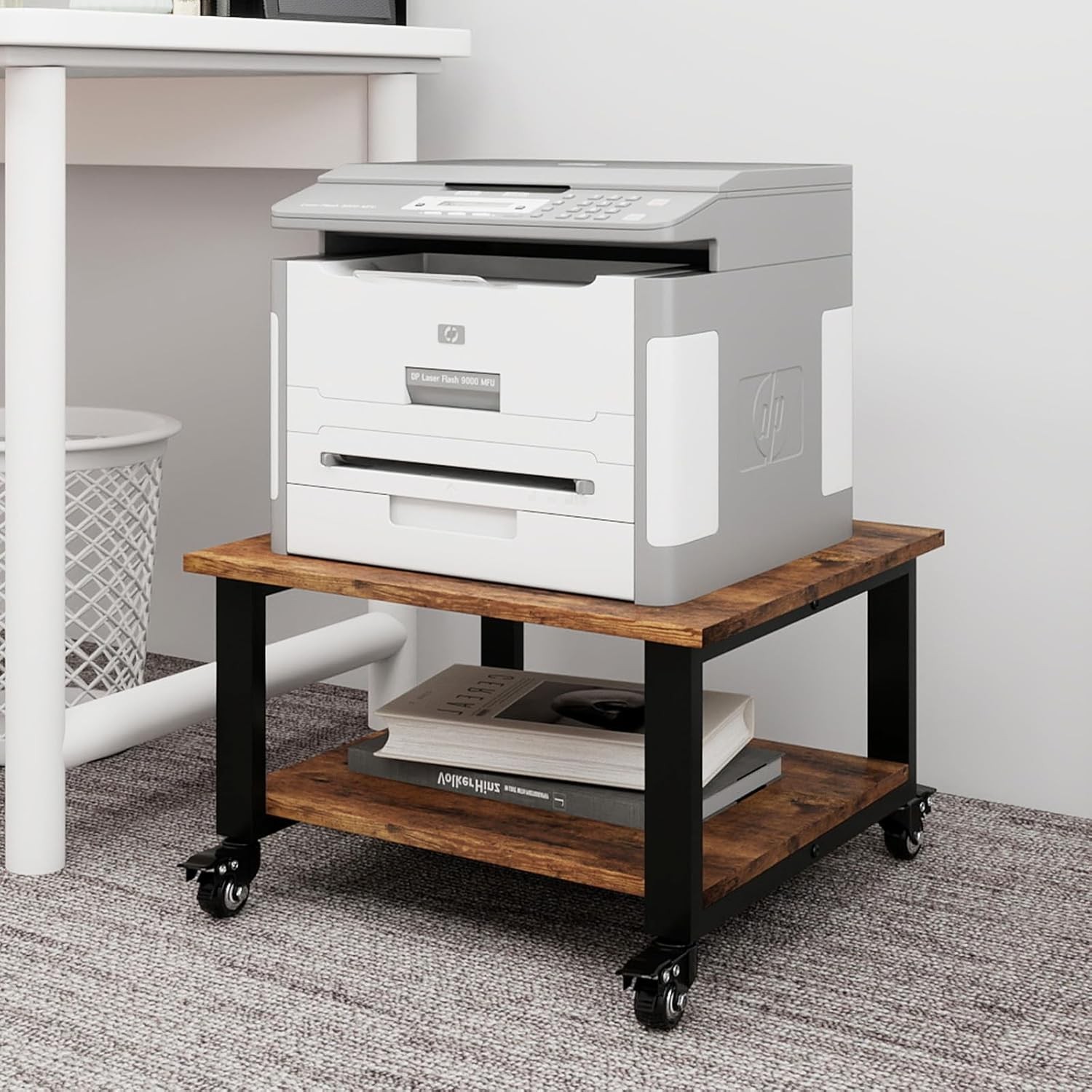 2 Tier Laser Printer Stand,19.7''x19.7''x12.6'' Large Printer Table Copier Stand