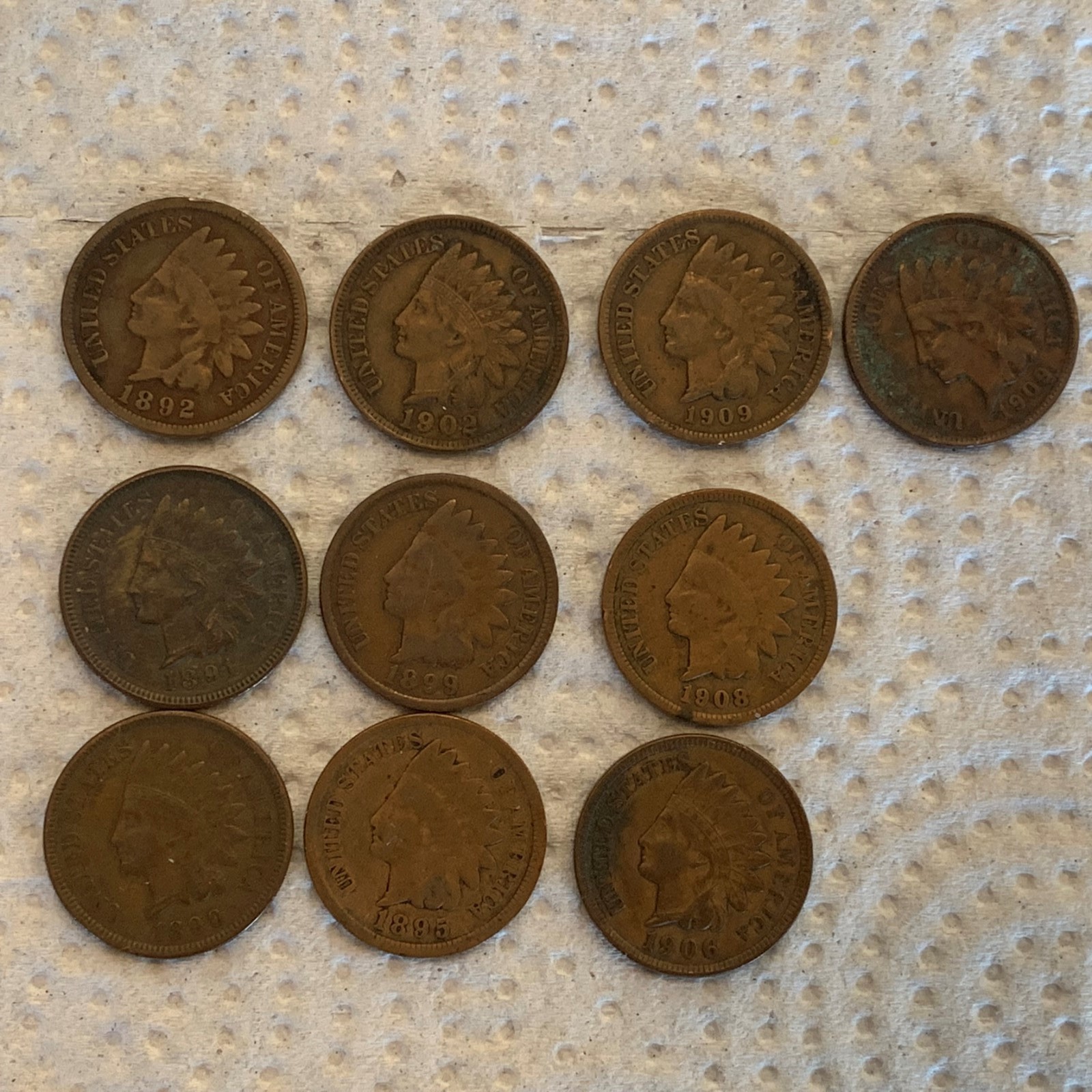 1890 to 1909 Indian head pennies