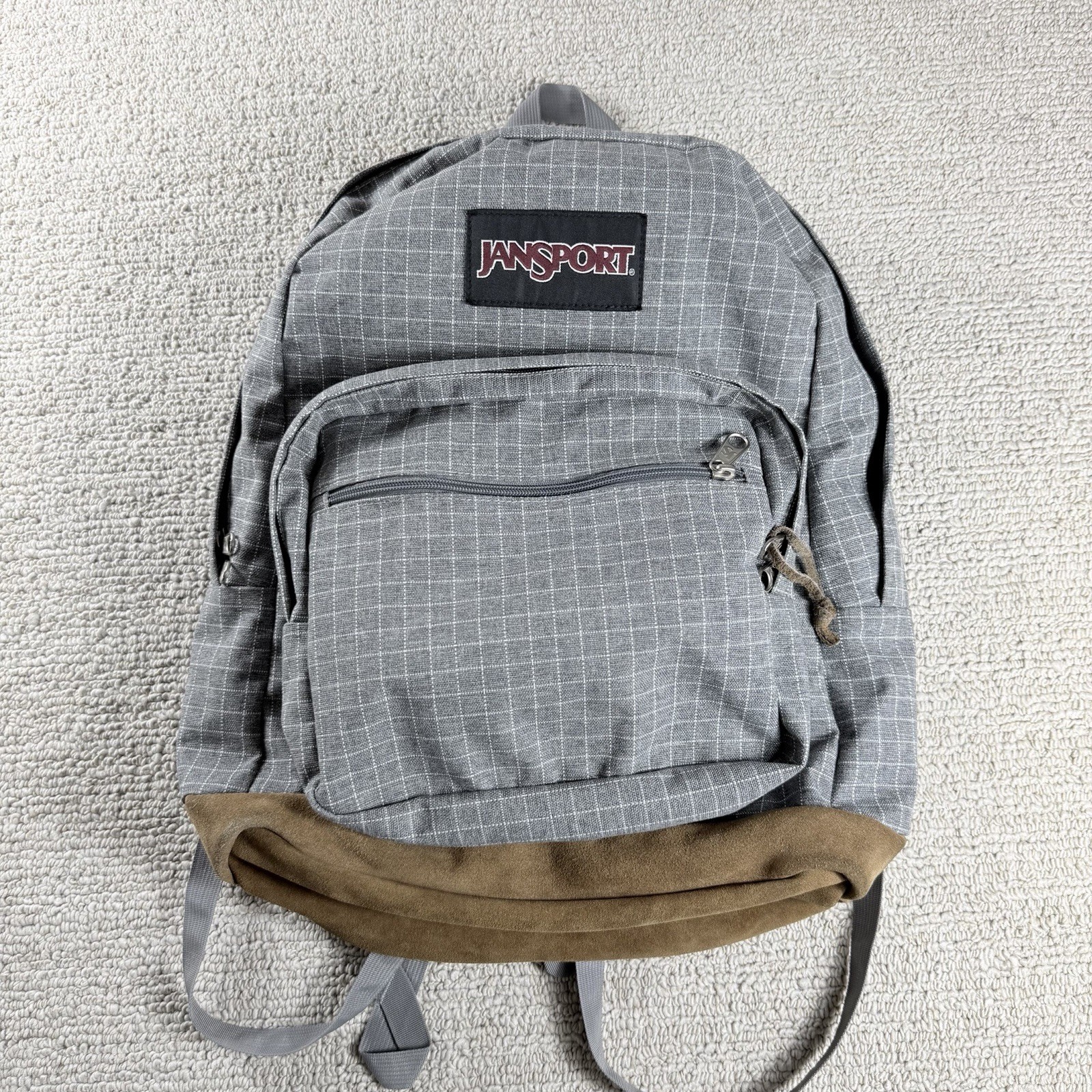 Jansport Right Pack Backpack Digital Edition Gray Window Pane Pattern Suede