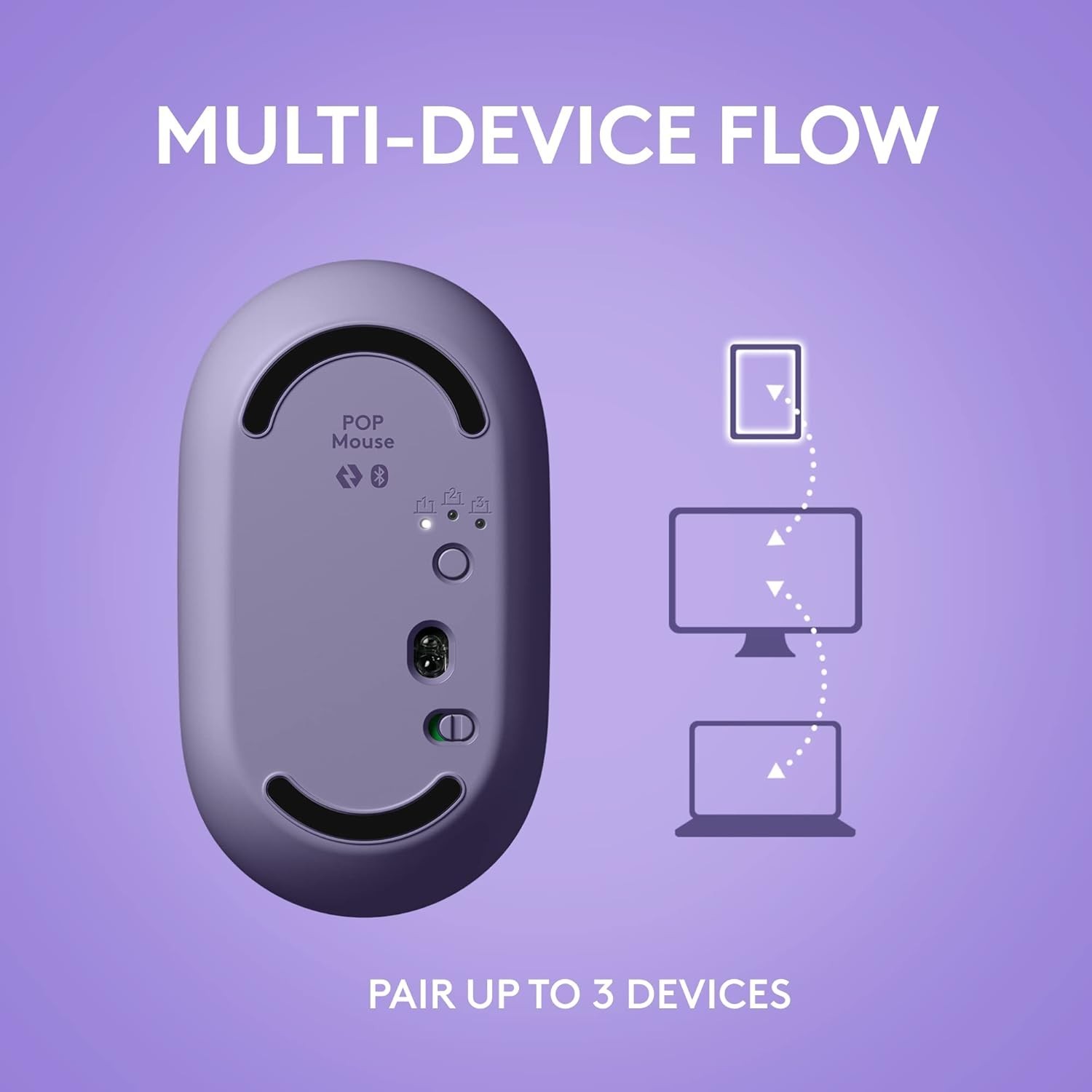 Logitech POP Mouse Wireless Bluetooth Silent Customizable Emojis PC / Mac Cosmos