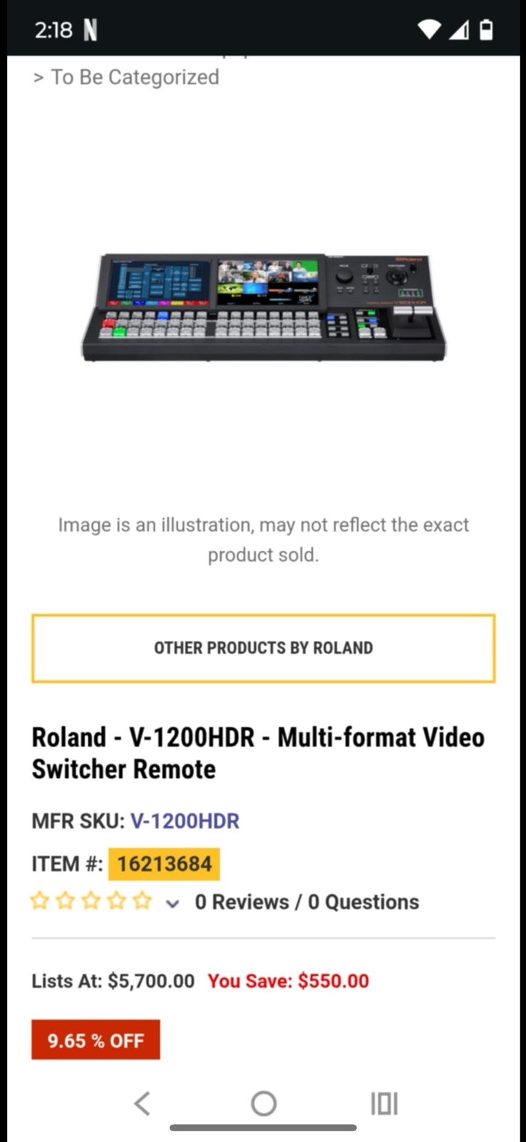 Roland -V-1200HDR -Multi-format Video Switcher Remote