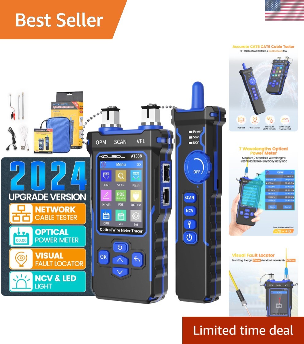 Network Cable Tester with 7 Wavelengths Optical Power Meter, Ethernet Tester ...