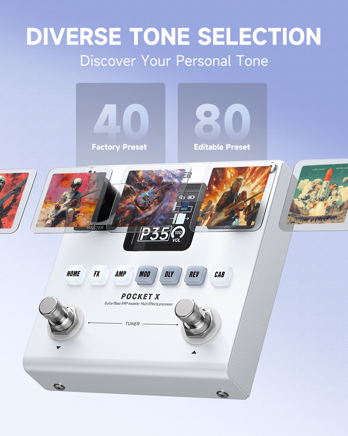 Donner Pocket X Multi Effects Pedal 62 Effects 20 IRs 3-band EQ Built-in Battery