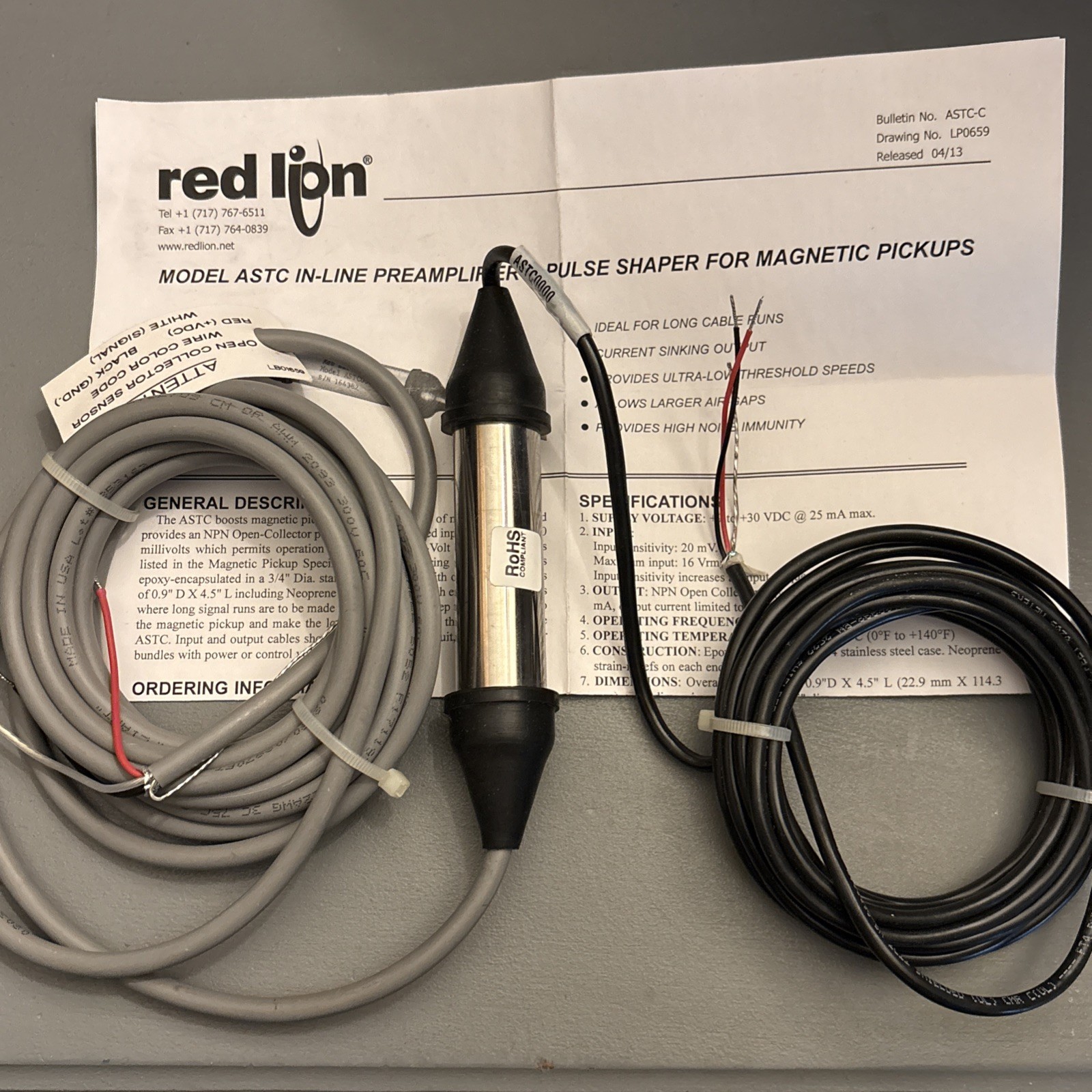 RED LION ASTC0000 In-Line Amplifier & Pulse Shaper ASTC Magnetic Pickups