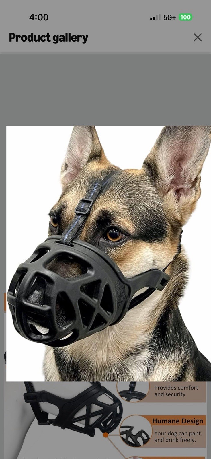 BARKLESS Dog Muzzle Basket Muzzle for Biting Chewing and Scavenging Humane. L
