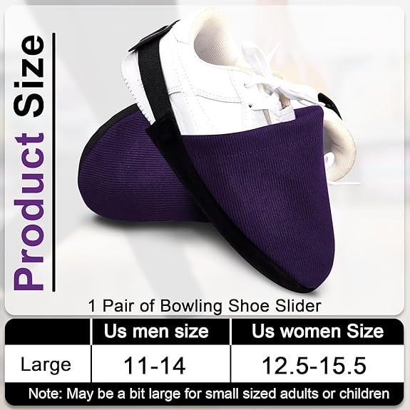 Bowling Shoe Slide, 2 Pack/ 1 Pair Adjustable Sole Large, Purple