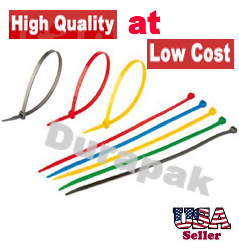 100 PCS 8" RED Colored Cable Wire Ties 40 Lbs Nylon! +