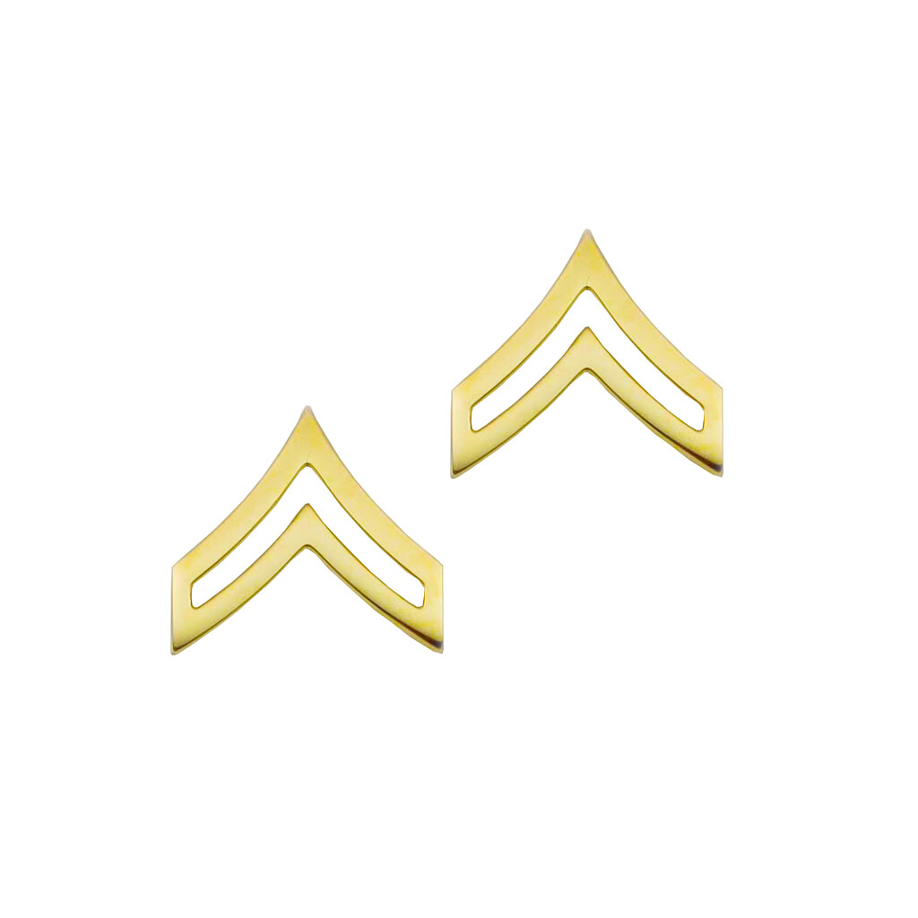 Police Corporal Gold Rank Pin Tall 13/16" Pair