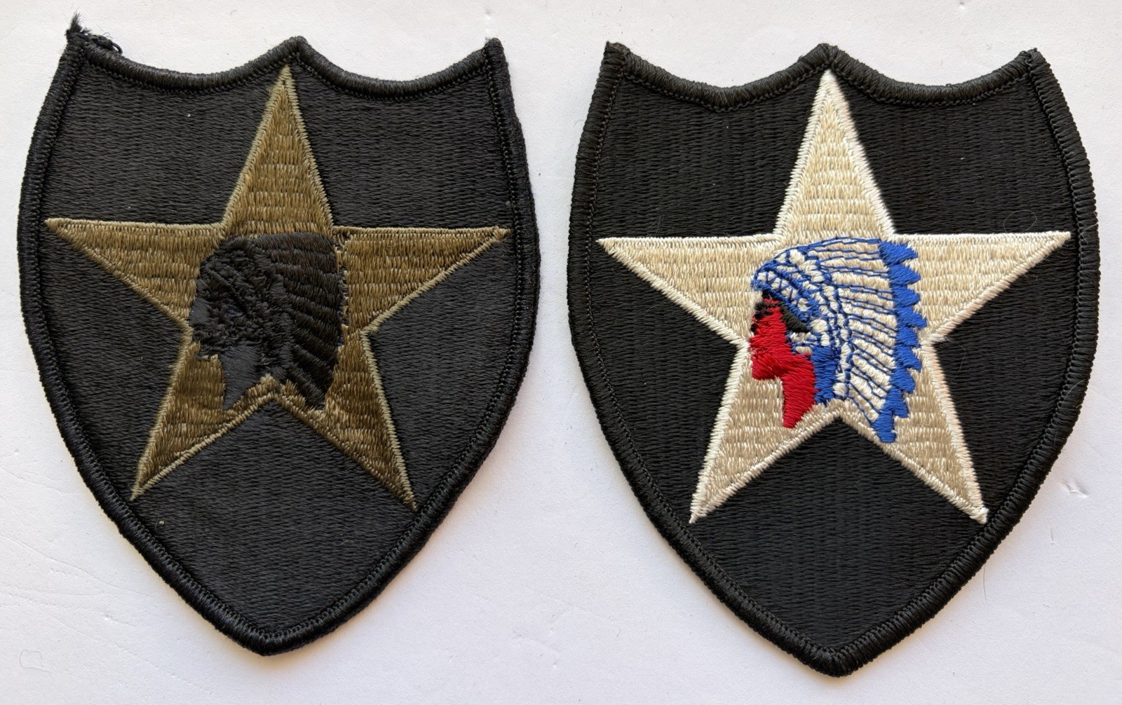 U.S. ARMY 2ND INFANTRY DIVISION UNIFORM PATCH FULL COLOR & SUBDUED, LOT/SET OF 2