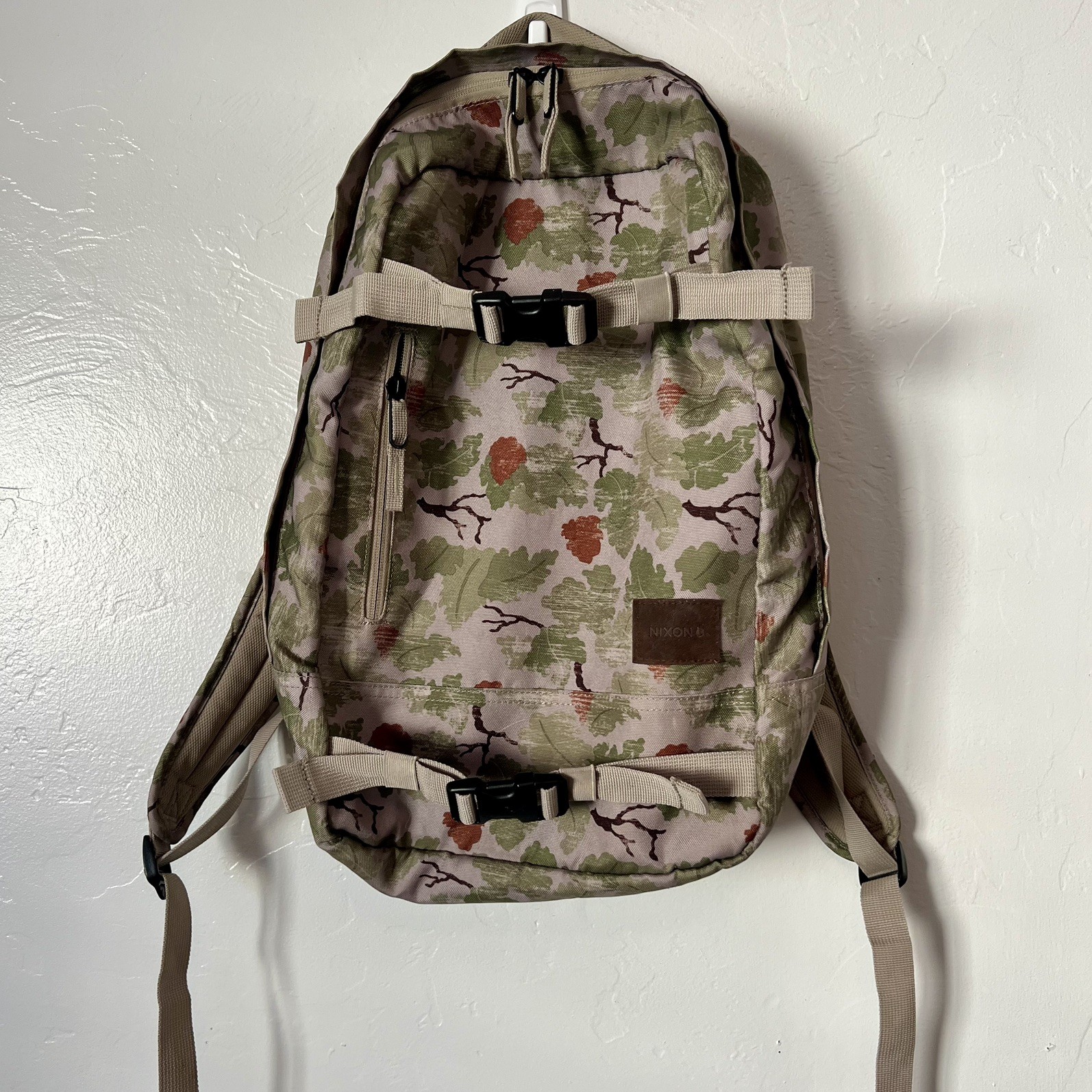Nikon Backpack Tamarack- camouflage oak leaf and acorn pattern. School Camping