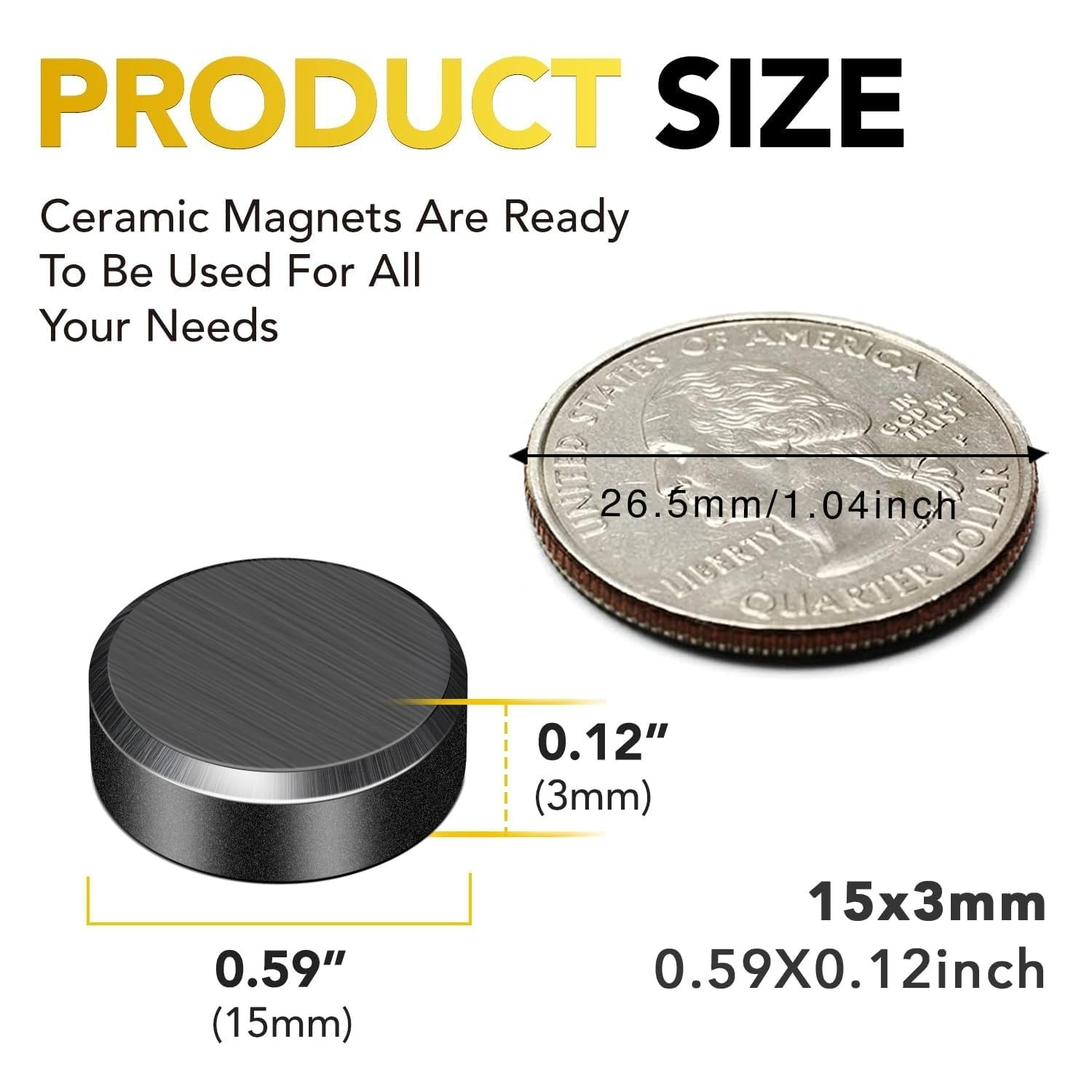 Heavy-Duty 70Pcs Adhesive Black Ceramic Round Magnets for Crafts & Organization