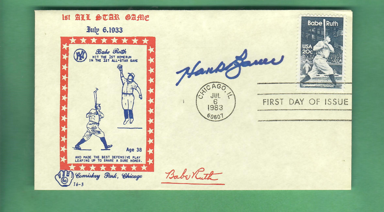 HANK BAUER - YANKEES - SIGNED 1983 BABE RUTH FIRST DAY COVER WITH COA
