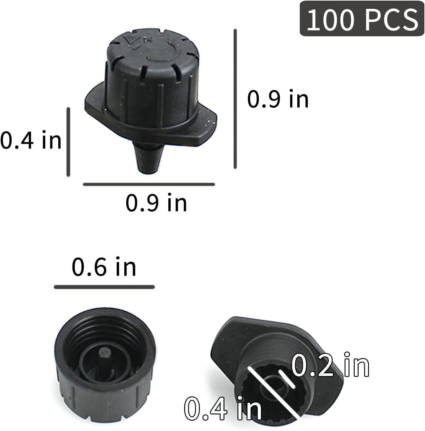 100Pcs Drip Irrigation Emitters,Adjustable Irrigation Drippers Sprinklers,1/4...