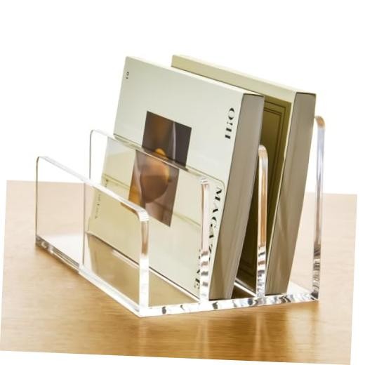 3 Compartments Clear Acrylic Mail Holder – Vertical Letter Sorter &