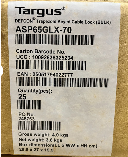 Keyed Cable Lock Laptop  – Model ASP65GLX – New Sealed - Targus