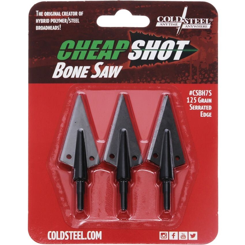 (2) 3 Pack Cold Steel Bone Saw Broadheads Serrated Edge Cheap Shot 125 Grain