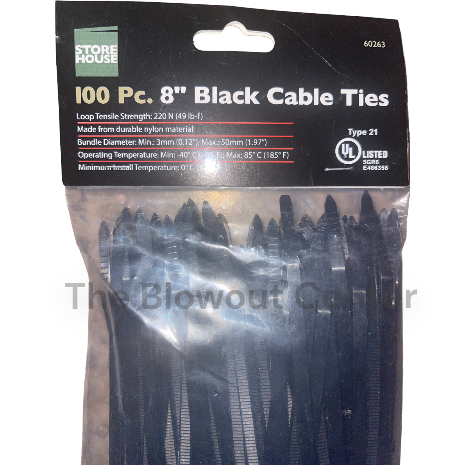 Black Cable Zip Ties Nylon Plastic 8" High Strength 100 pc UV Resistant HD